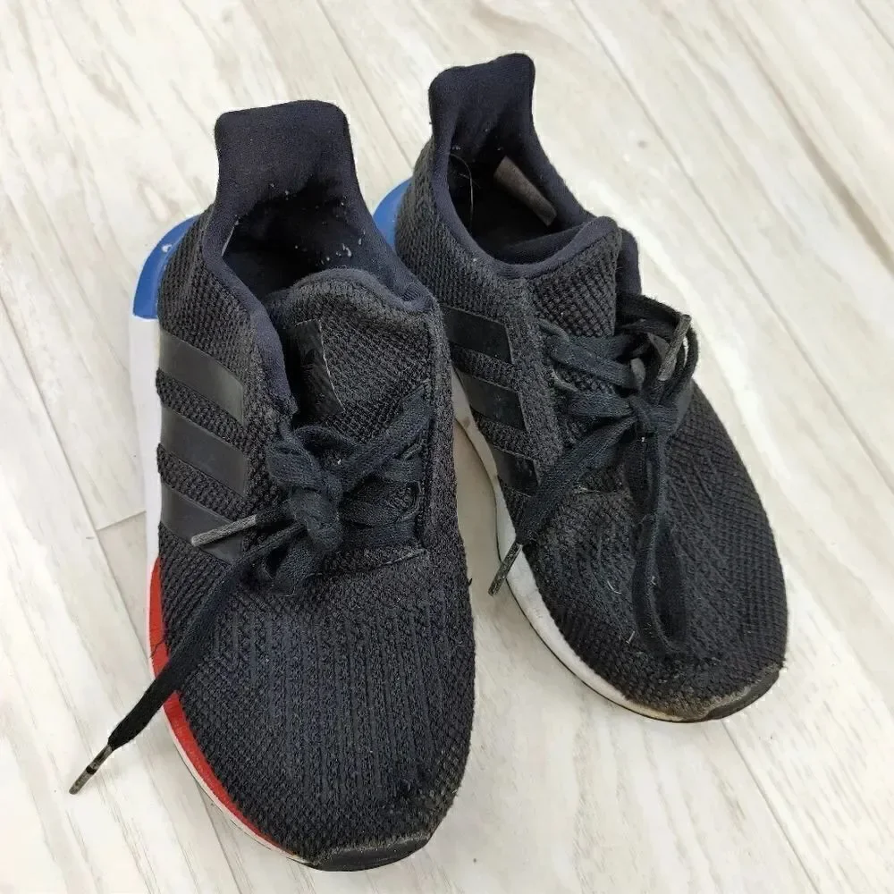 ADIDAS BLACK RED BLUE WHITE BOYS SIZE 12K ATHLETIC TENNIS RUNNING SHOE SNEAKER